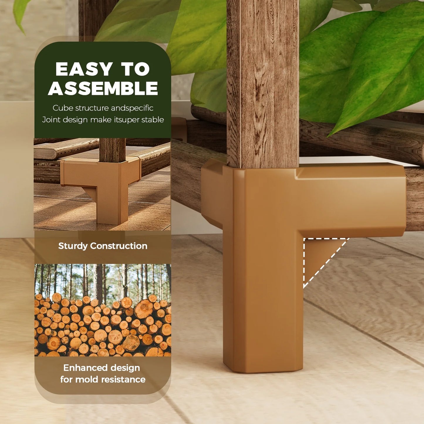 Outdoor and Indoor Wooden Tiered Plant Stand - Multi-Plant Ladder Rack