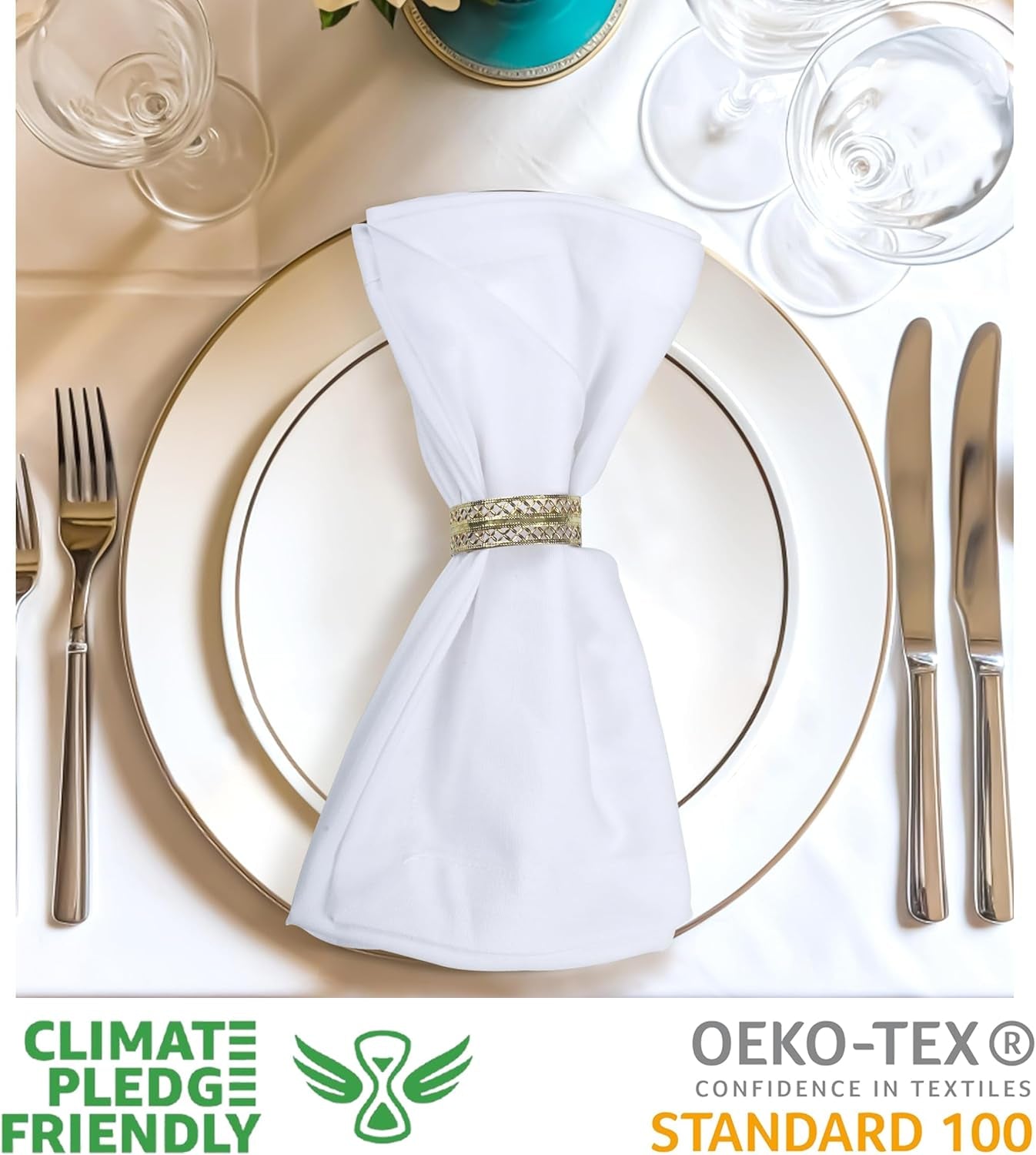 Premium 100% Cotton Cloth Napkins - Highly Absorbent, Washable, and Durable Reusable Dinner Napkins - Ideal for Gifts, Mother's Day, Hotels, and Farmhouse Parties - White (18" x 18", Set of 6)