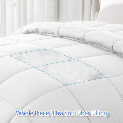 Queen Size All-Season Quilted Down Alternative Comforter Duvet Insert - Soft and Fluffy Bedding with Corner Tabs - Machine Washable for Winter and Summer Use