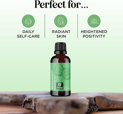 Bergamot Essential Oil - 100% Pure Citrus Oil for Diffusers, Aromatherapy, Hair, Skin, and Nails - Undiluted Relaxation for Baths and Topical Applications, 1 oz