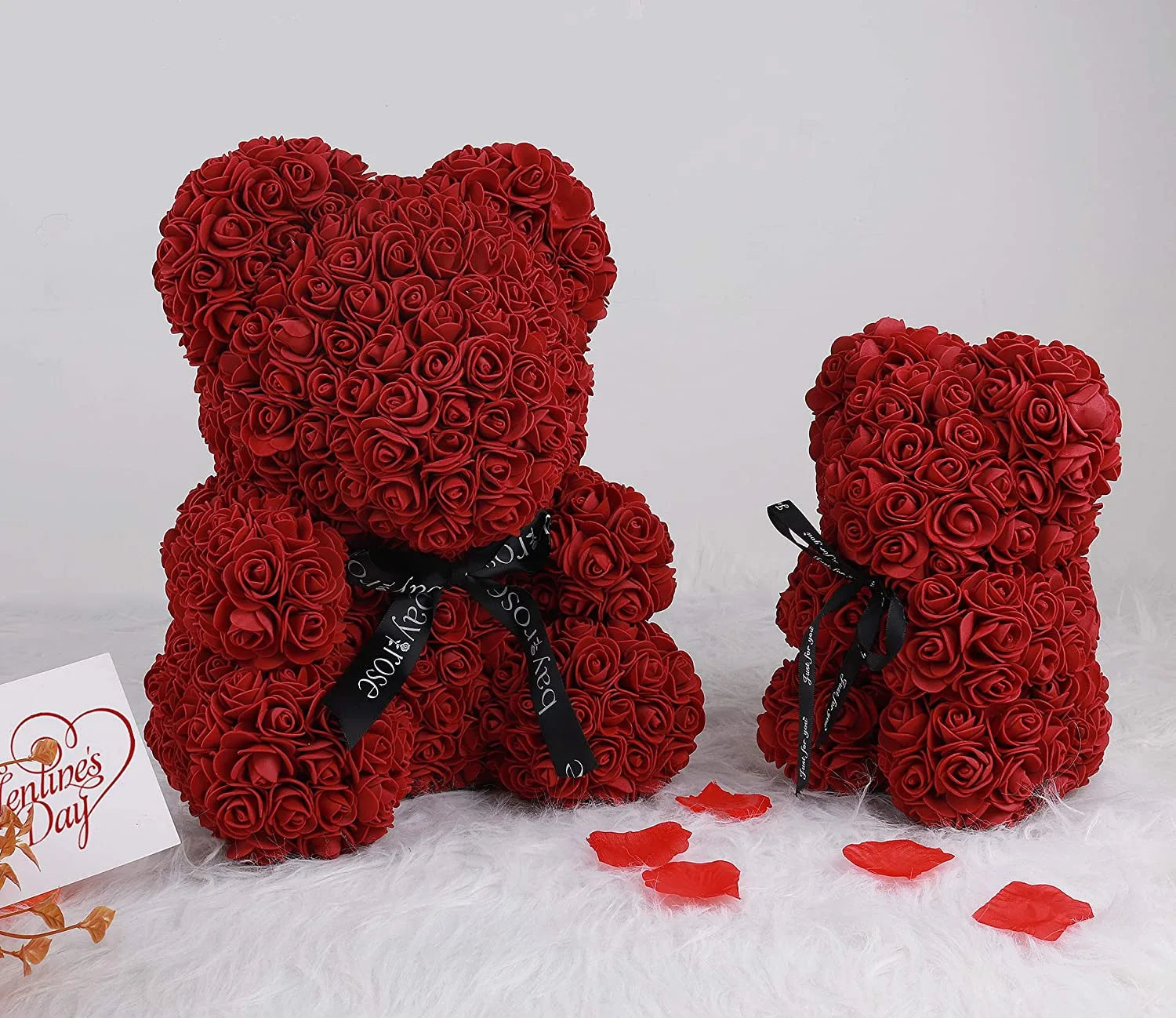 10-Inch Wine Red Rose Flower Bear - Perfect Gift for Valentine's Day, Mother's Day, and Christmas