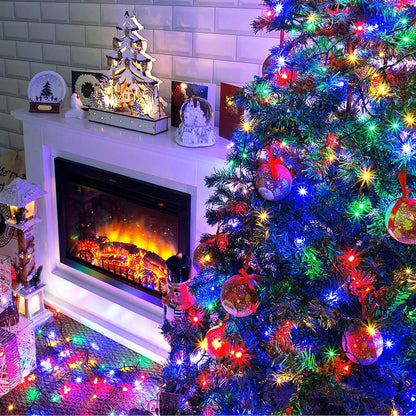 8 Modes Christmas Tree Lights Multicolor, 250 LED Christmas Lights Indoor, 91.5Ft Green Wire Waterproof Christmas Light Outdoor for Tree Party Garden Patio Christmas Decoration