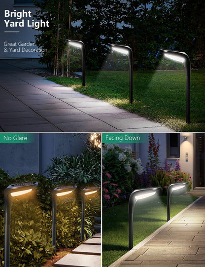 Outdoor Solar Pathway Lights - 4 Pack, 150 Lumens, Waterproof IP65, Dual Color Modes for Landscape Lighting in Walkways, Driveways, Gardens, and Patios