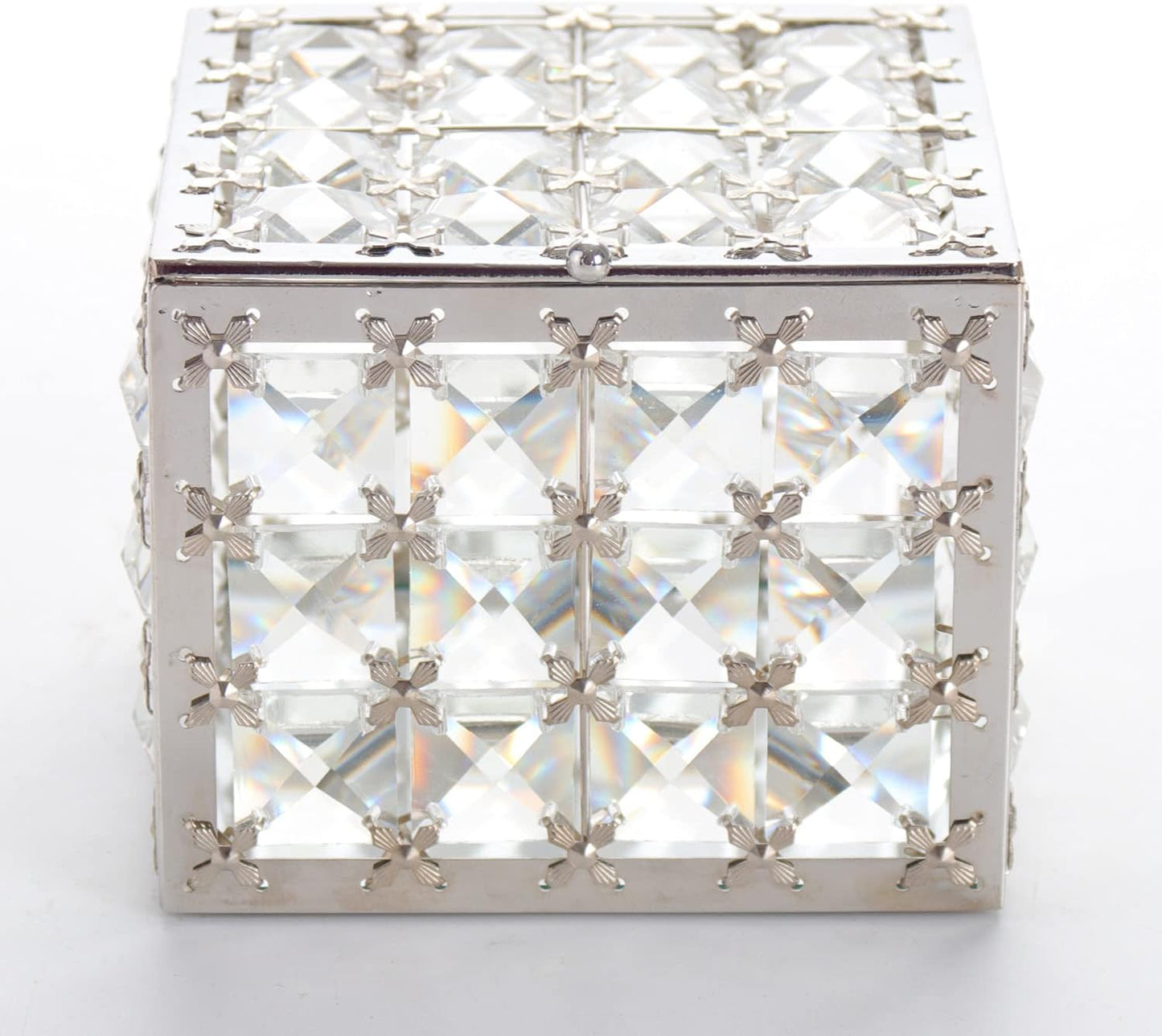 Elegant Square Crystal Jewelry Box - Trinket Organizer for Earrings and Rings with Mirror Surface and Lid, Perfect for Mother's Day and Valentine's Gifts