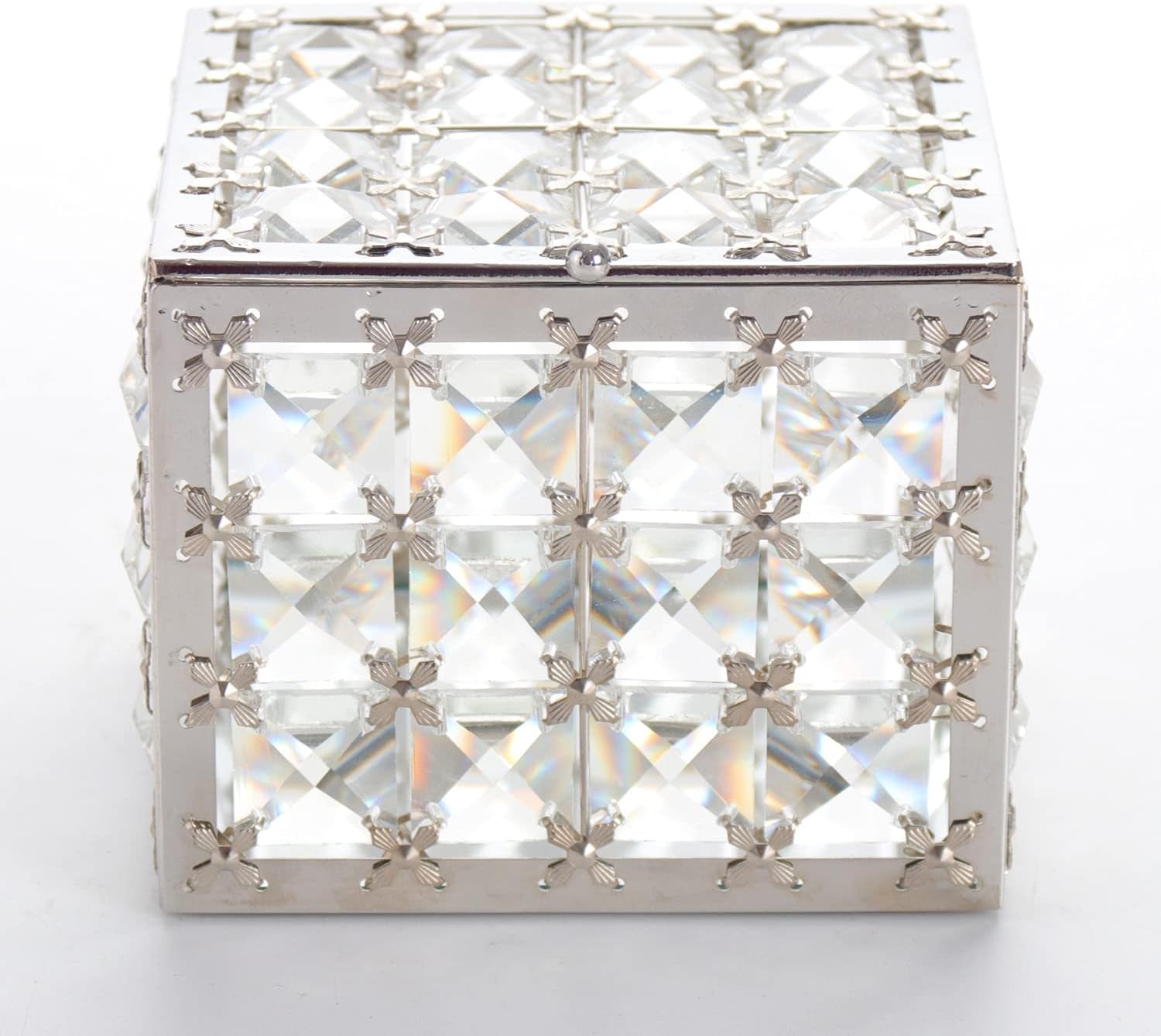 Elegant Square Crystal Jewelry Box - Trinket Organizer for Earrings and Rings with Mirror Surface and Lid, Perfect for Mother's Day and Valentine's Gifts
