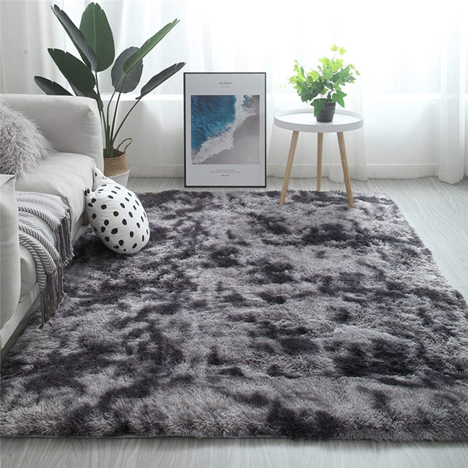 Dark Grey Soft Plush Shag Area Rug - 5x8 Indoor Floor Carpet for Living Rooms, Dorms, and Nurseries - Non-Slip Design