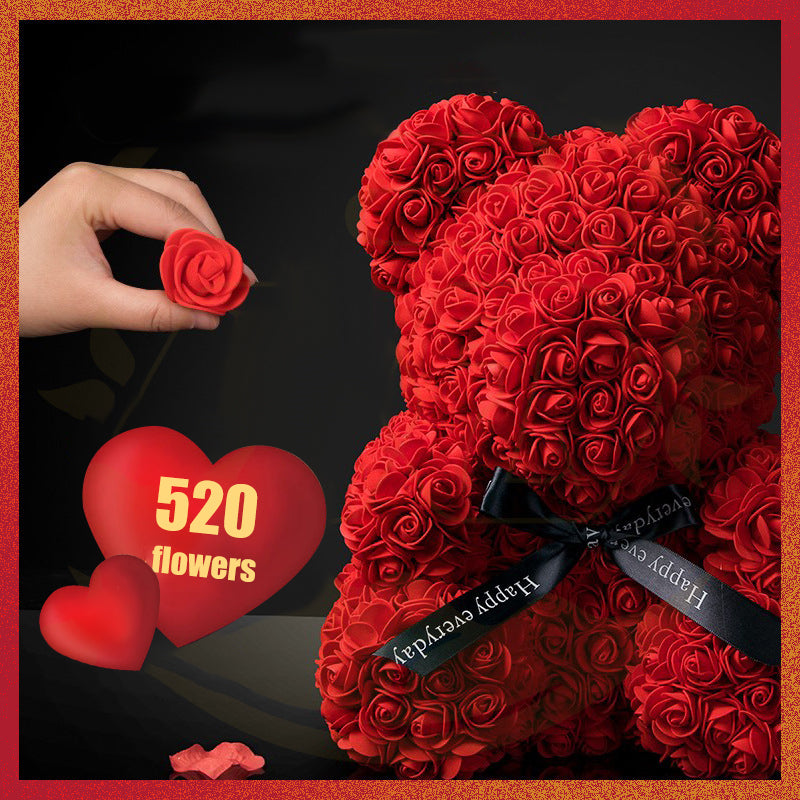 Elegant Rose Bear in Box with LED Light - Perfect Valentine's Gift for Her
