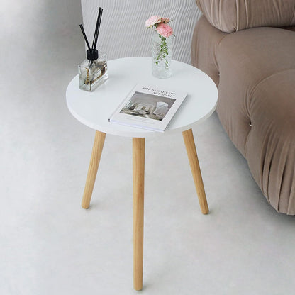 Modern Round Side Table - Compact Accent Nightstand for Living Room, Bedroom, and Office - 15.7'' Diameter x 19.69'' Height (White)