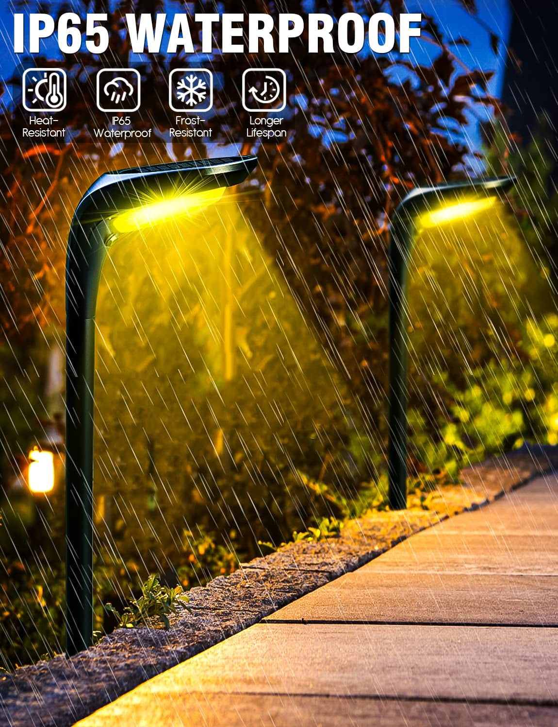 Outdoor Solar Pathway Lights - 4 Pack, 150 Lumens, Waterproof IP65, Dual Color Modes for Landscape Lighting in Walkways, Driveways, Gardens, and Patios
