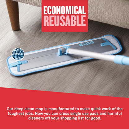 Deep Clean Mop, Microfiber Mop, Perfect Floor Cleaner for Hardwood, Laminate, Tile and Stone Flooring, Washable and Reusable, 100 Wash Promise,Blue / Silver