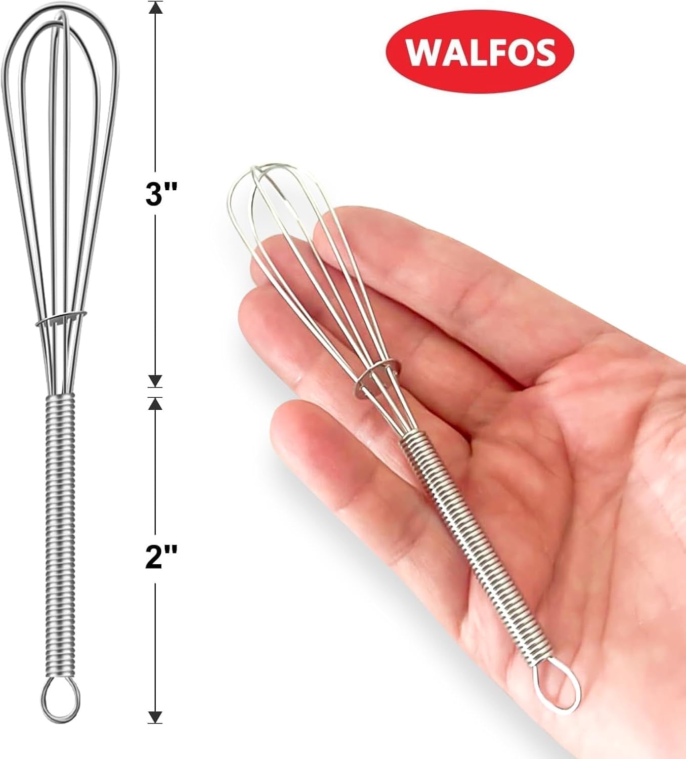 Mini Whisks, Small Whisk Bulk 304 Stainless Steel 6 Pieces, 5 Inch Tiny Whisk for Whisking, Beating Eggs, Mixing Sauces, Blending Ingredients