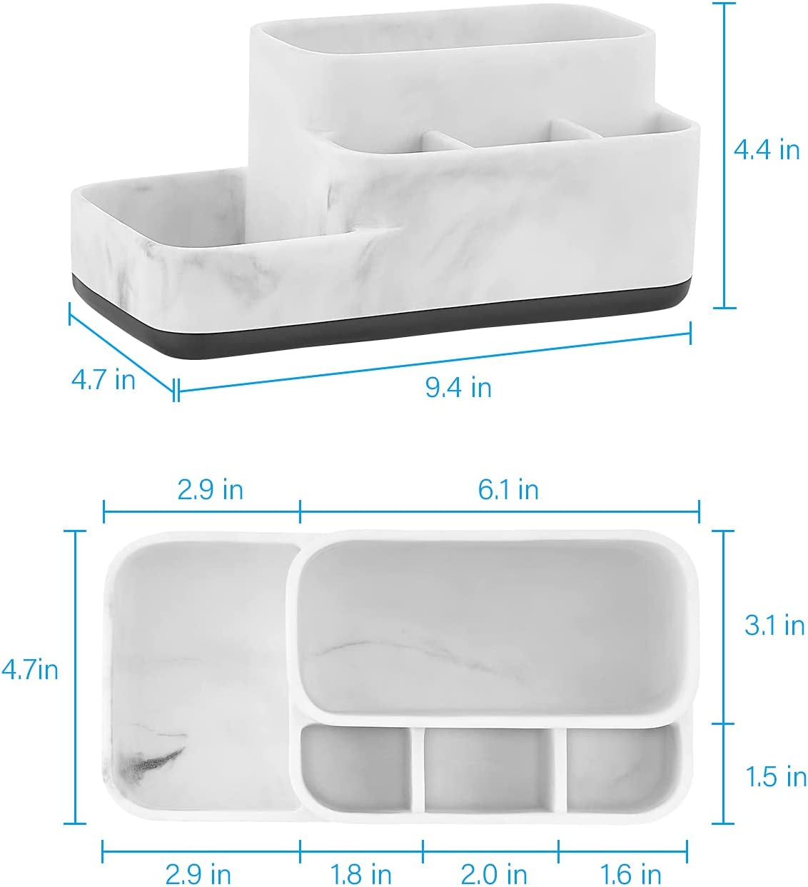 Multi-Functional Toothbrush Holder Organizer - Elegant White Marble Countertop Storage for Makeup, Skincare, and Accessories