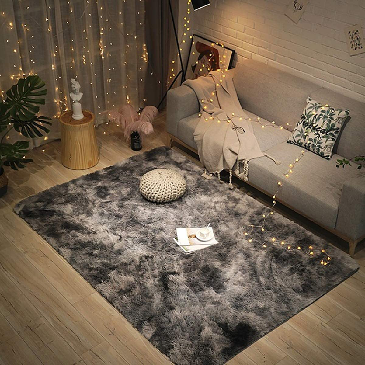 Dark Grey Soft Plush Shag Area Rug - 5x8 Indoor Floor Carpet for Living Rooms, Dorms, and Nurseries - Non-Slip Design