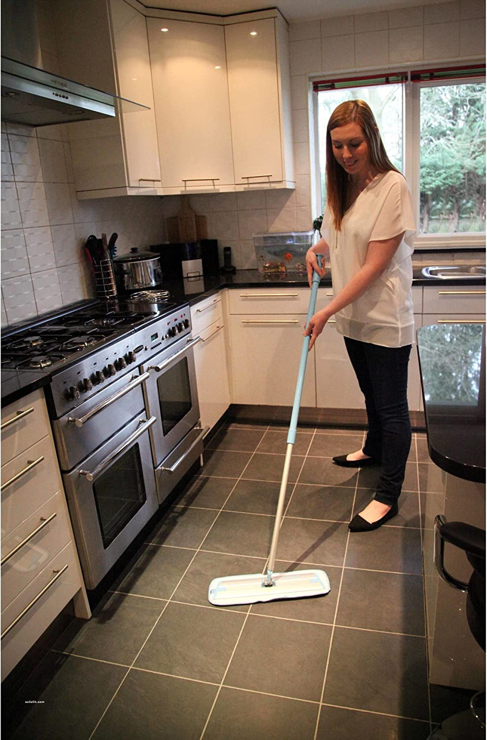 Deep Clean Mop, Microfiber Mop, Perfect Floor Cleaner for Hardwood, Laminate, Tile and Stone Flooring, Washable and Reusable, 100 Wash Promise,Blue / Silver