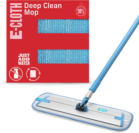 Deep Clean Mop, Microfiber Mop, Perfect Floor Cleaner for Hardwood, Laminate, Tile and Stone Flooring, Washable and Reusable, 100 Wash Promise,Blue / Silver