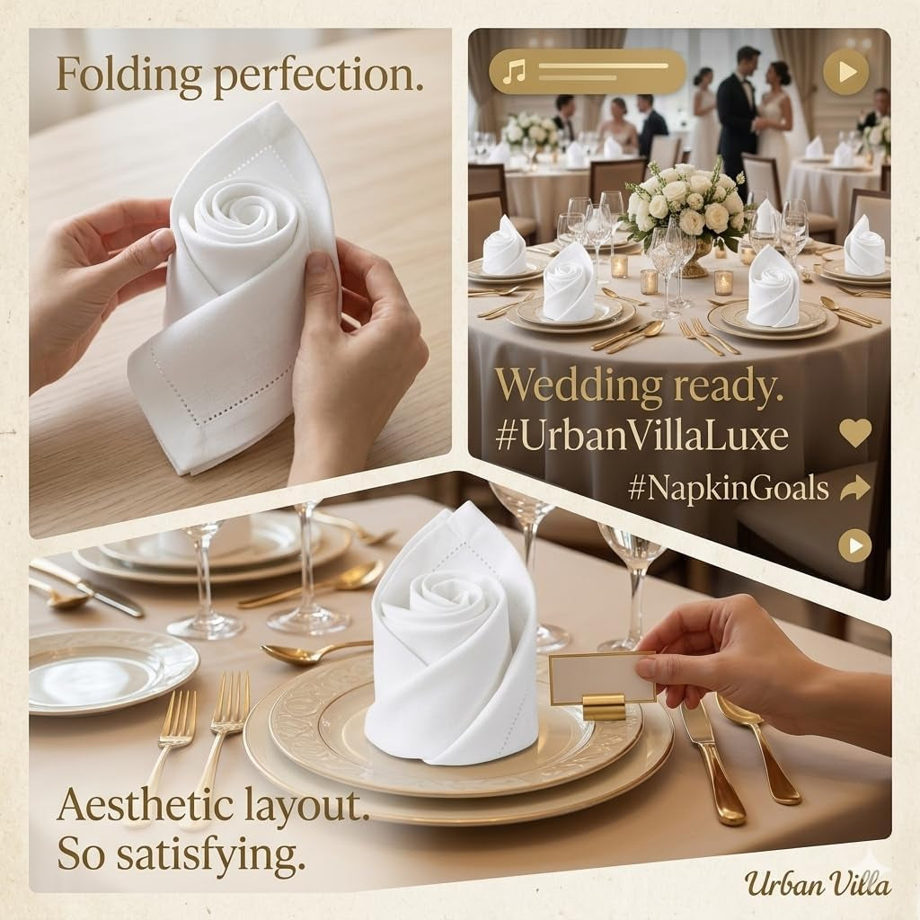 Premium 100% Cotton Cloth Napkins - Highly Absorbent, Washable, and Durable Reusable Dinner Napkins - Ideal for Gifts, Mother's Day, Hotels, and Farmhouse Parties - White (18" x 18", Set of 6)