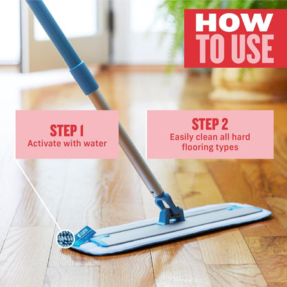 Deep Clean Mop, Microfiber Mop, Perfect Floor Cleaner for Hardwood, Laminate, Tile and Stone Flooring, Washable and Reusable, 100 Wash Promise,Blue / Silver