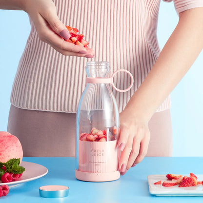 Wireless Rechargeable Portable Blender Juicer - 350ML Mini USB Fruit Mixer and Smoothie Extractor for Travel