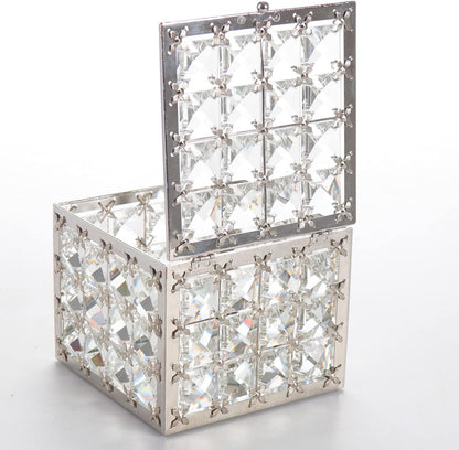 Elegant Square Crystal Jewelry Box - Trinket Organizer for Earrings and Rings with Mirror Surface and Lid, Perfect for Mother's Day and Valentine's Gifts