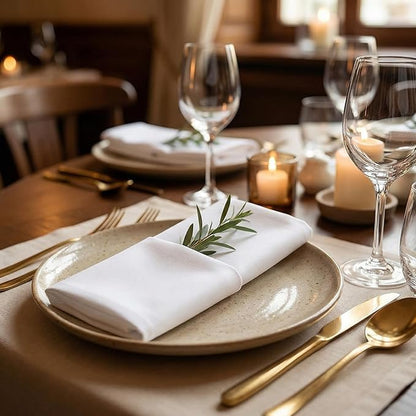 Premium 100% Cotton Cloth Napkins - Highly Absorbent, Washable, and Durable Reusable Dinner Napkins - Ideal for Gifts, Mother's Day, Hotels, and Farmhouse Parties - White (18" x 18", Set of 6)