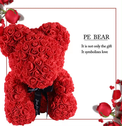 Elegant Rose Bear in Box with LED Light - Perfect Valentine's Gift for Her