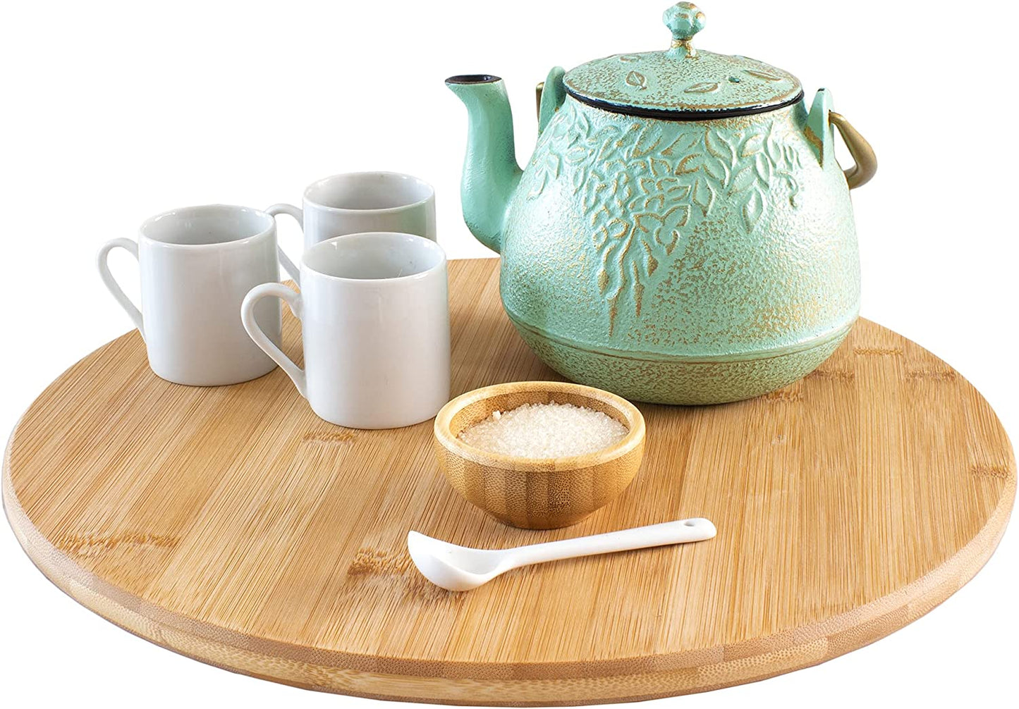 14 Inch Bamboo Lazy Susan Turntable Organizer for Kitchen & Table Top