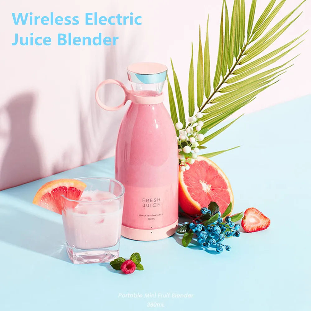 Wireless Rechargeable Portable Blender Juicer - 350ML Mini USB Fruit Mixer and Smoothie Extractor for Travel