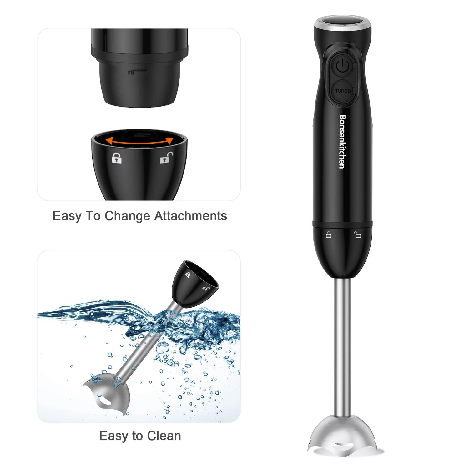 3 in 1 Immersion Blender with Egg Whisk & 700Ml Measuring Cup, 12 Speed Hand Blender