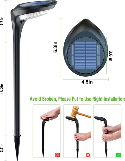 Outdoor Solar Pathway Lights - 4 Pack, 150 Lumens, Waterproof IP65, Dual Color Modes for Landscape Lighting in Walkways, Driveways, Gardens, and Patios
