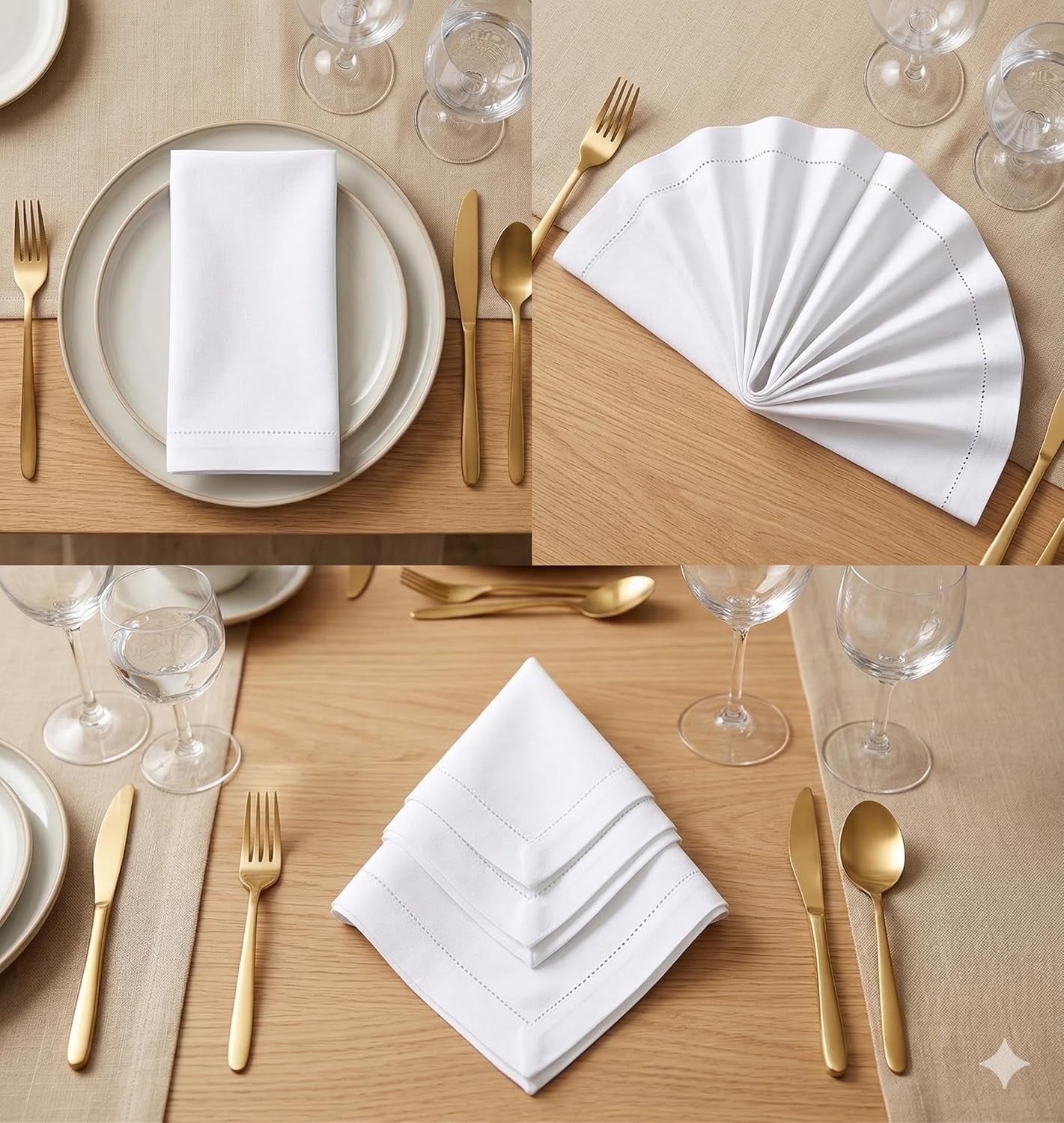 Premium 100% Cotton Cloth Napkins - Highly Absorbent, Washable, and Durable Reusable Dinner Napkins - Ideal for Gifts, Mother's Day, Hotels, and Farmhouse Parties - White (18" x 18", Set of 6)
