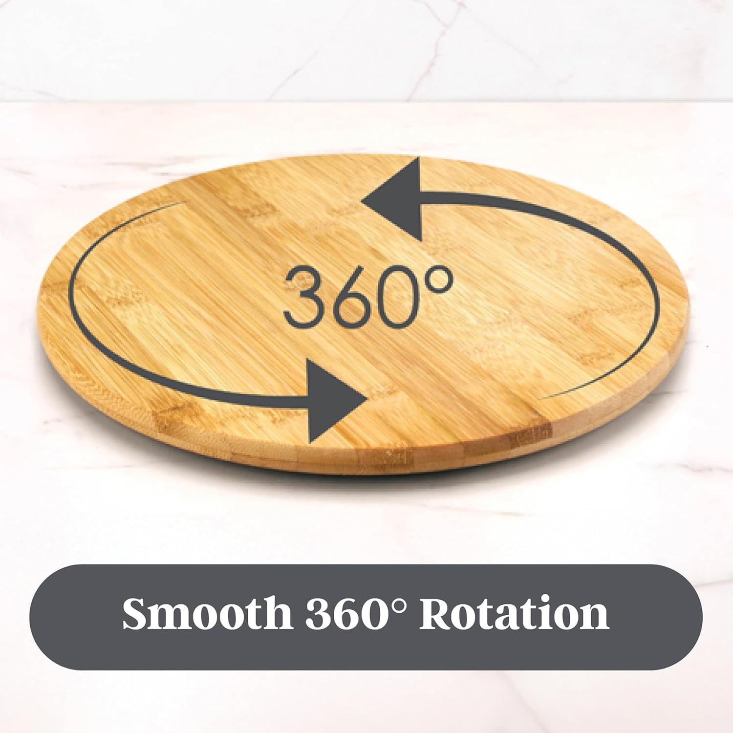 14 Inch Bamboo Lazy Susan Turntable Organizer for Kitchen & Table Top