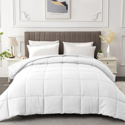Queen Size All-Season Quilted Down Alternative Comforter Duvet Insert - Soft and Fluffy Bedding with Corner Tabs - Machine Washable for Winter and Summer Use