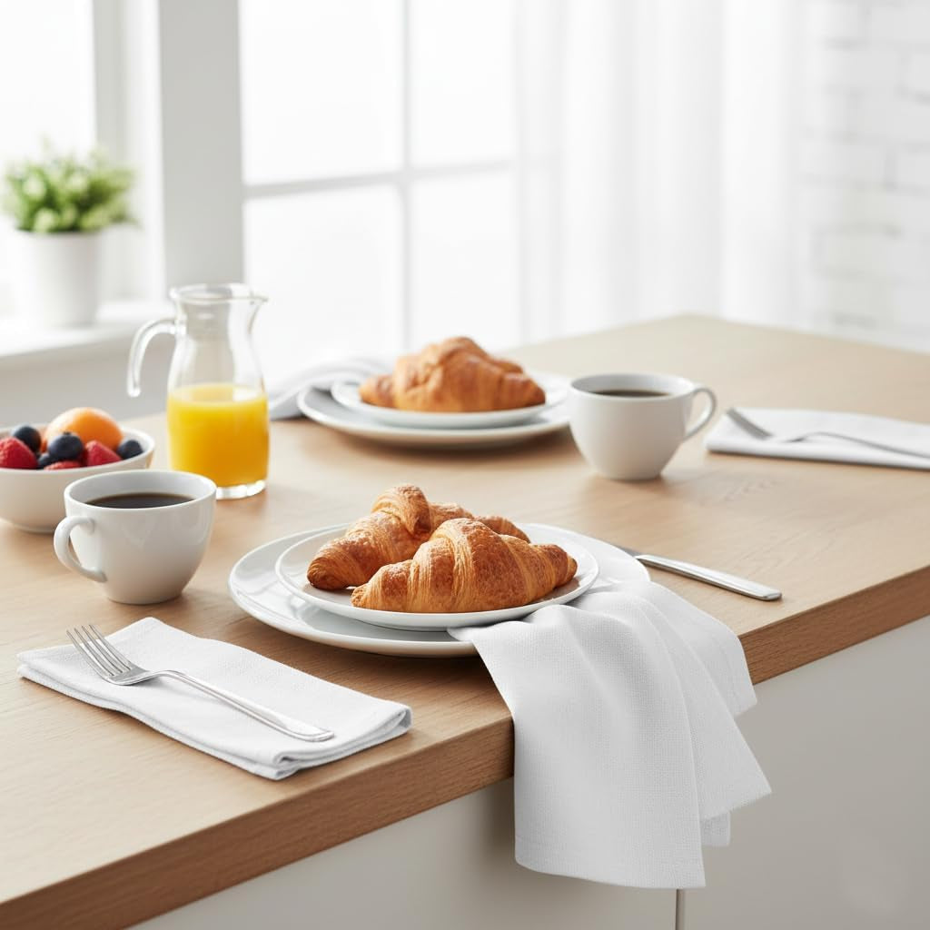 Premium 100% Cotton Cloth Napkins - Highly Absorbent, Washable, and Durable Reusable Dinner Napkins - Ideal for Gifts, Mother's Day, Hotels, and Farmhouse Parties - White (18" x 18", Set of 6)