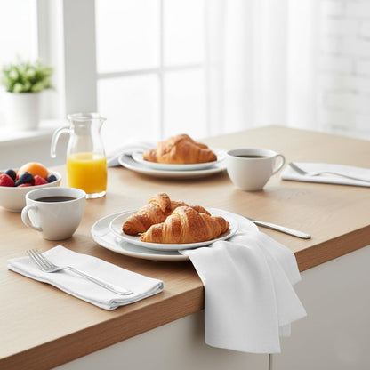 Premium 100% Cotton Cloth Napkins - Highly Absorbent, Washable, and Durable Reusable Dinner Napkins - Ideal for Gifts, Mother's Day, Hotels, and Farmhouse Parties - White (18" x 18", Set of 6)