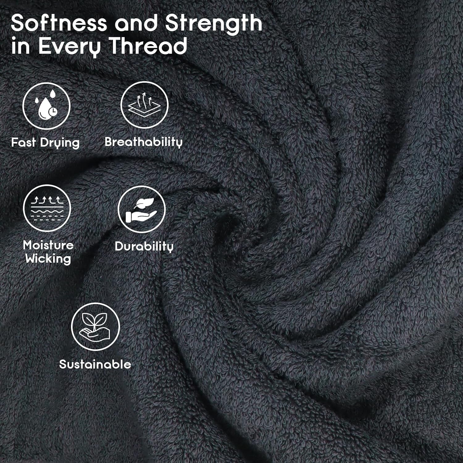 Bath Towel Set of 4-100% Cotton, 30 X 52 Inch Large Bath Towels, Soft & Highly Absorbent, Quick-Dry, Oeko-Tex Certified - Premium Towels for Bathroom, Gym, Pool, Spa - Grey